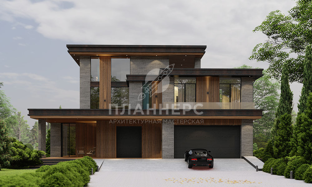 Проект трехэтажного ультрасовременного дома с большой площадью остекления, бассейном и гаражом - 170-446-3Г