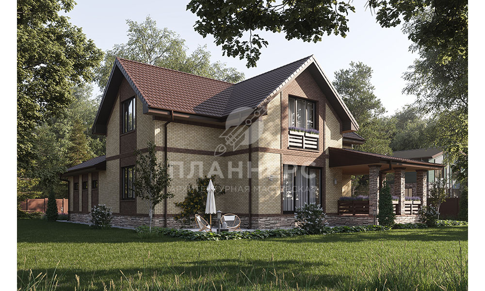 Проект дома с мансардой крестообразной формы и выдвинутым вперед гаражом - 172-239-1МГ