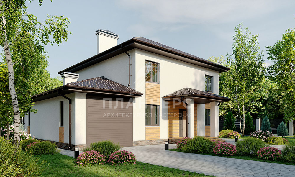 Проект лаконичного двухэтажного дома с пристроенным гаражом - 203-189-2Г