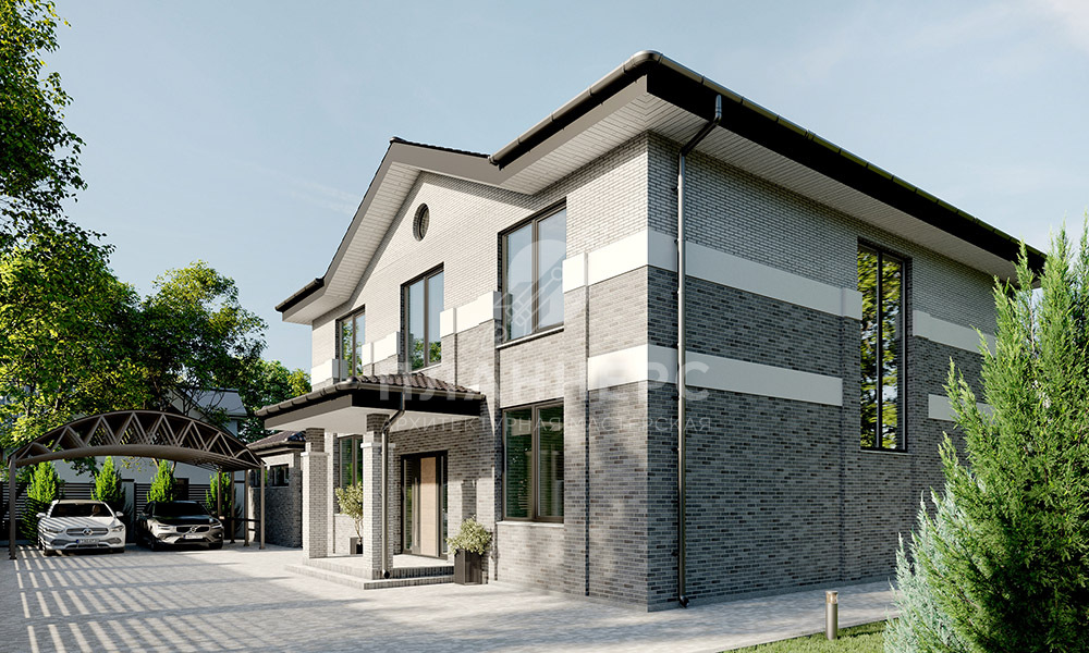 Проект практичного двухэтажного дома с изящным фронтоном и террасой на заднем дворе - 204-229-2