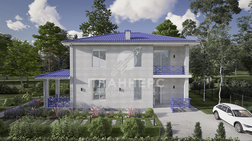Проект двухэтажного дома с балконом и просторными помещениями - 249-184-2