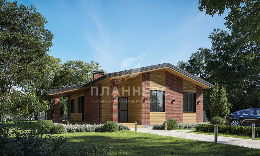 Проект одноэтажного дома классической формы с двускатной крышей для  небольшого участка 186-127-1 c чертежами, фото, планировками - Планнерс