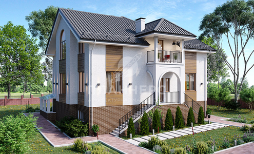 Проект дома с высоким цоколем и классическим экстерьером - 060-267-1МП