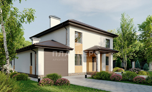 Проект лаконичного двухэтажного дома с пристроенным гаражом - 203-189-2Г