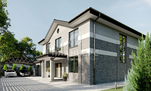 Проект практичного двухэтажного дома с изящным фронтоном и террасой на заднем дворе - 204-229-2