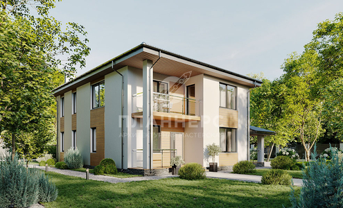 Проект просторного двухэтажного дома с угловым крыльцом и боковой террасой - 205-205-2