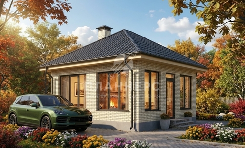 Проект одноэтажной беседки 25,01 м² с фасадом из светлого кирпича - 653-25-1